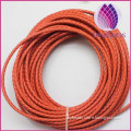 orange color 3.0mm braided real leather cord for bracelet